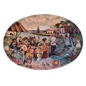 Brunelli Market Scene 8” Plate Made in Italy